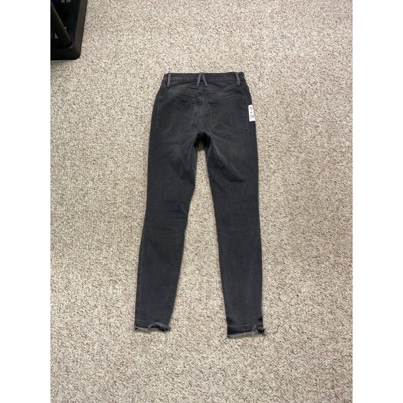 4/27 Good American Good Legs High-Rise Skinny Raw Fray Hem Black071 - Picture 7 of 9